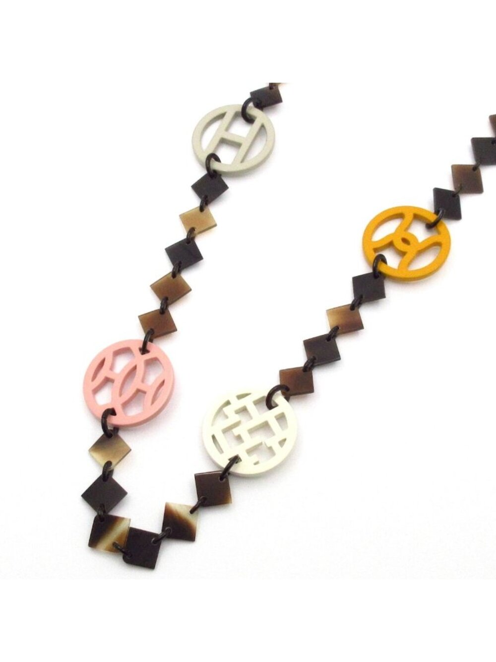 Hermes Necklace Ava Dark Brown Khaki Multi